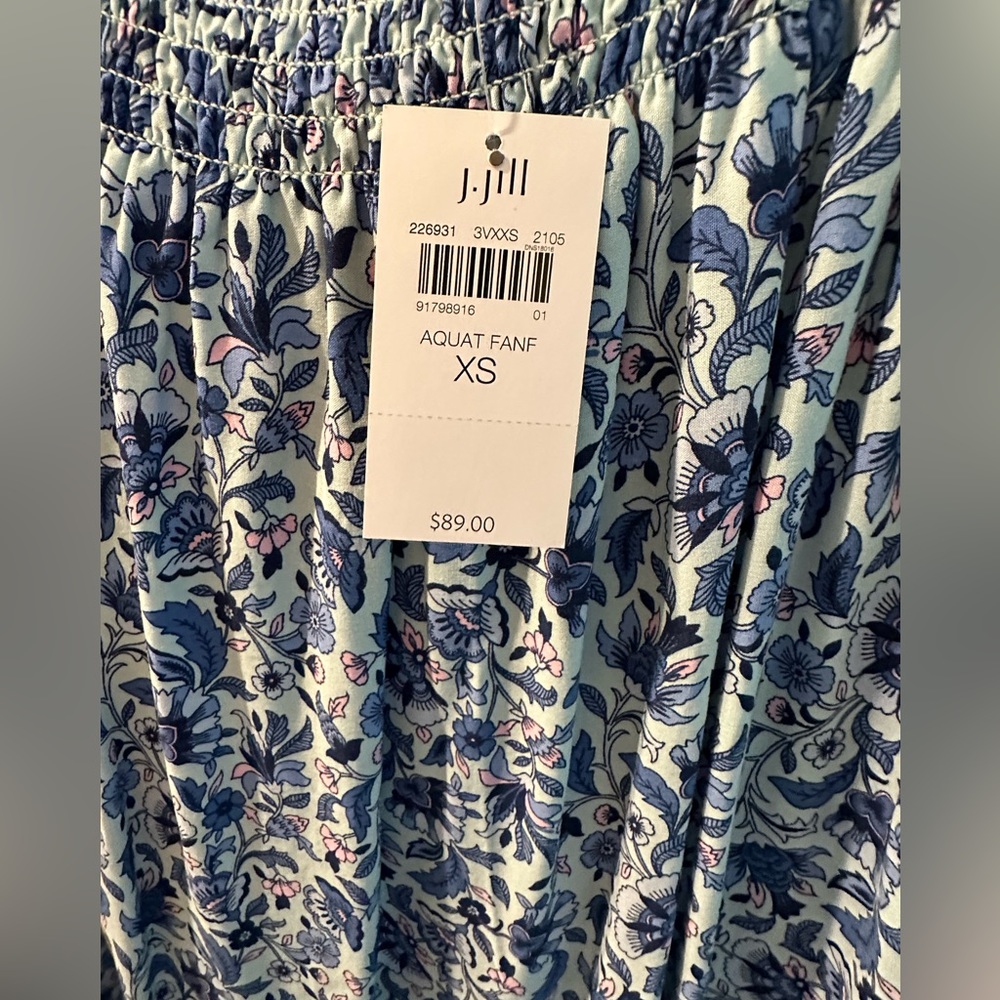NWT JJill maxi skirt. XS, floral aqua multicolor - Picture 3 of 7